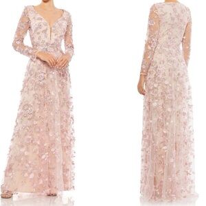 Mac Duggal Pink Floral Embellished Gown